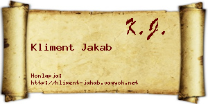 Kliment Jakab névjegykártya